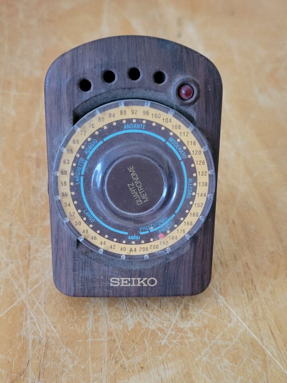 Seiko SQ-44 Quartz Analog Metronome Brown Wood Grain Lightweight